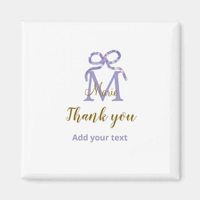 Imã Arco brilhante púrpura adicionar nome letra obriga (Frente)