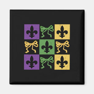 Imã Arco Coquette Checkered Fleur De Lis Mardi Gras Ca