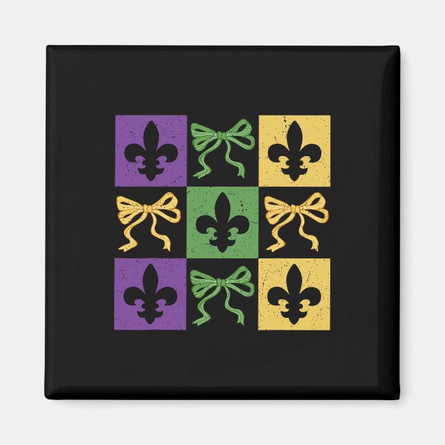 Imã Arco Coquette Checkered Fleur De Lis Mardi Gras Ca (Frente)