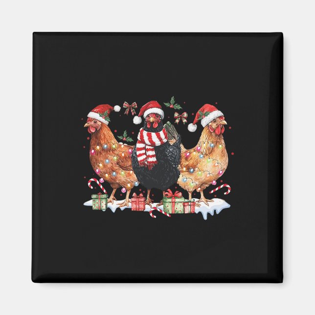 Imã Arco Coquette Chicken Christmas Hat Lights Fazenda (Frente)