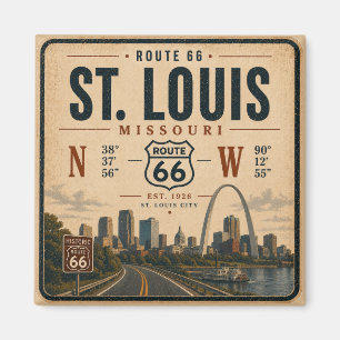 Imã Arco da Rota 66 de St Louis Coordenadas Lembrança