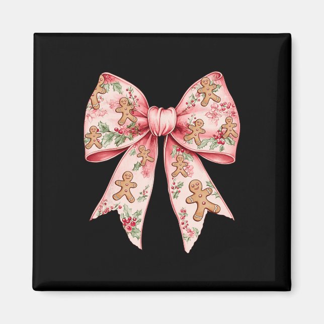 Imã Arco de Natal cor-de-rosa Coquette Xmas Gingerbird (Frente)