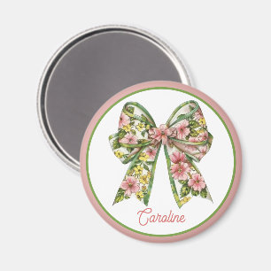 Imã Arco Floral Rosa e Verde Preppy Personalizado