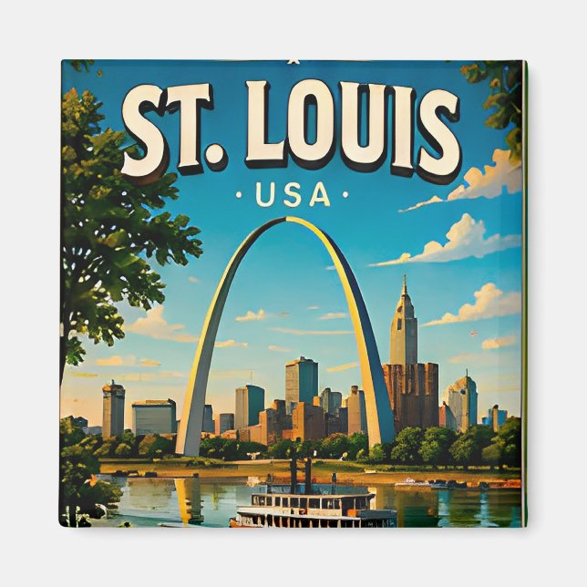 Imã Arco Gateway de St. Louis Missouri Lembrança (Frente)