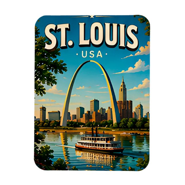 Ímã Arco Gateway de St. Louis Skyline (Vertical)