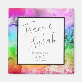 Imã Arco-íris Álcool Ink Aquarela Salvar Data