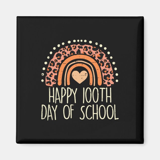Imã Arco-Íris Feliz 100º Dia de Ensino Ensino 100 Dias (Frente)