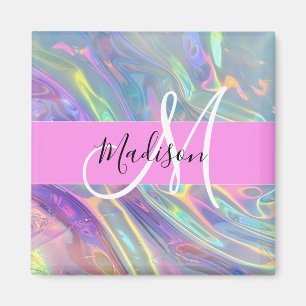 Imã Arco-íris Glamour Holográfico Iridescente Monogram