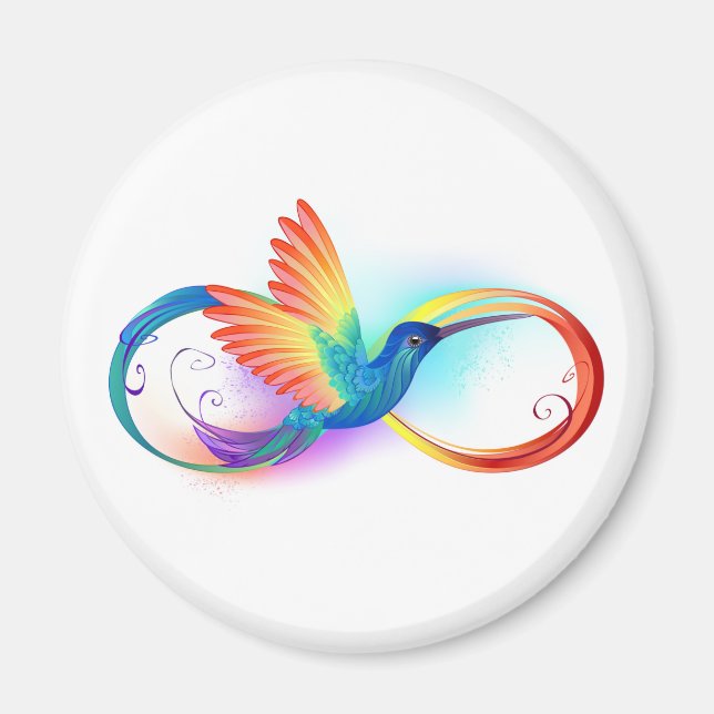 Imã Arco-íris Hummingbird com símbolo Infinito (Frente)