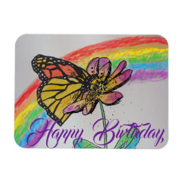 Ímã Arco-Íris Monarca Borboleta Pintura Aniversário