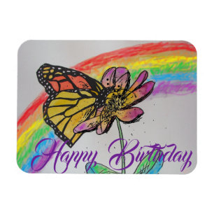 Ímã Arco-Íris Monarca Borboleta Pintura Aniversário