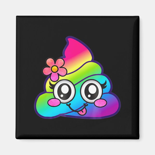 Imã Arco-íris Op Emoji Unicórnio Cute O Flor Silly  (Frente)
