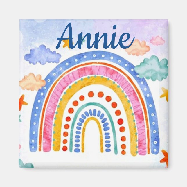 Imã Arco-íris pastel personalizado fofo (Frente)