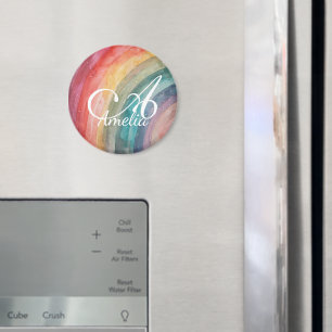 Imã Arco-íris Personalizado em Aquarela Fofa