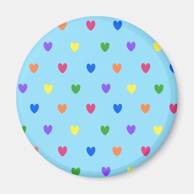 Imã Arco-íris polca corações em azul-bebê (Frente)