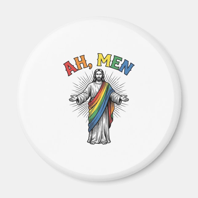 Imã Arco-íris Religioso Vintage Ah Homens (Frente)