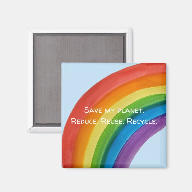 Imã ARCO-ÍRIS Salve meu planeta (personalizável) (Front/Back)
