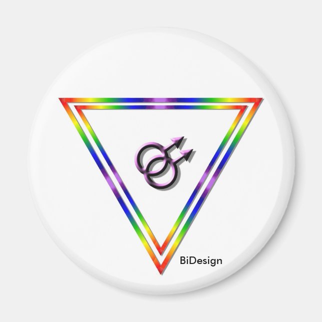 Imã Arco-íris Triângulo Masculino/Masculino (Frente)