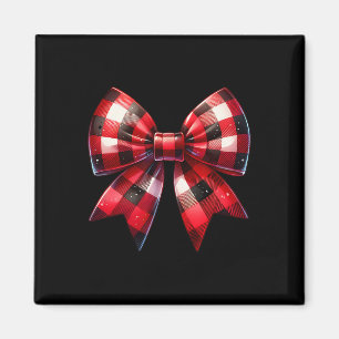 Imã Arco Natal Coquette Xadrez Vermelha Buffalo Xmas M