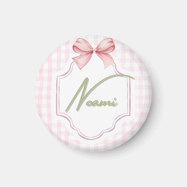 Imã Arco personalizado da Naomi Baby Girl & Gingham (Frente)