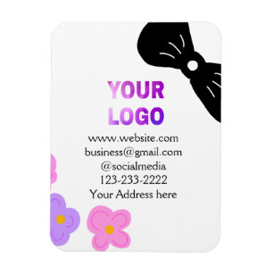 Ímã Arco preto floral rosa roxo adicionar logotipo det