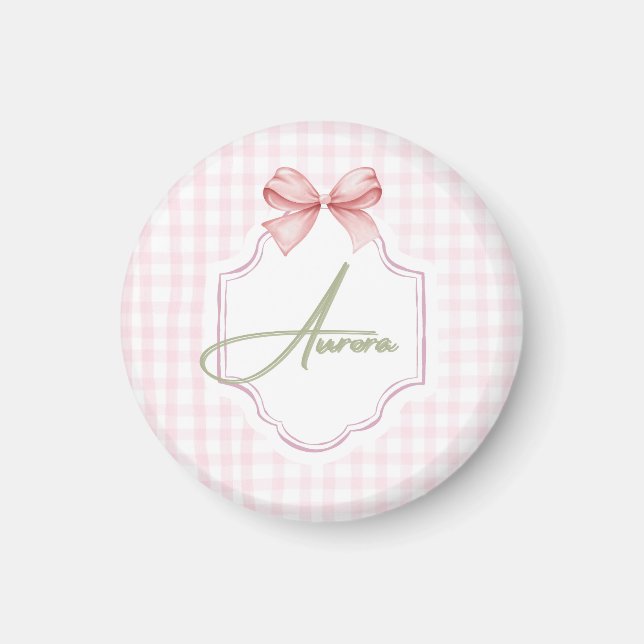 Imã Arco Rosa Personalizado Aurora e Impressão Gingham (Frente)