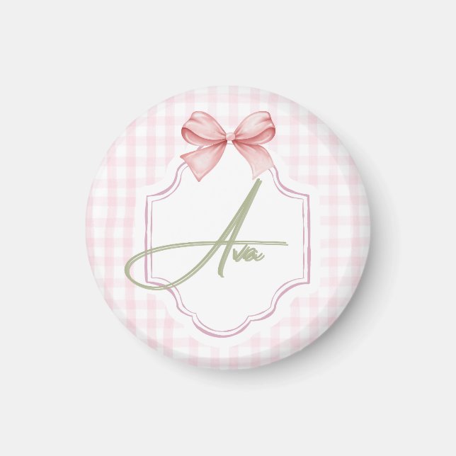 Imã Arco rosa personalizado Ava e Impressão Gingham (Frente)