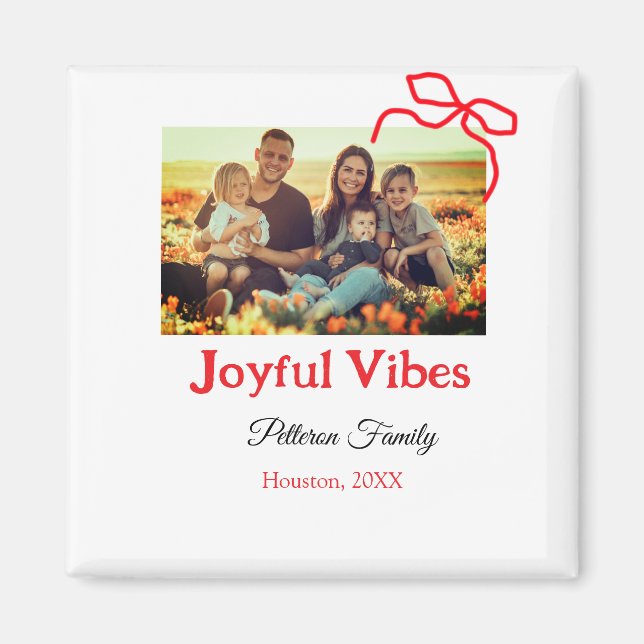 Imã Arco vermelho alegre Vibes adiciona nome de famíli (Frente)