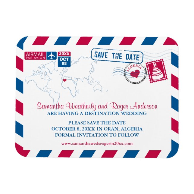 Ímã Argélia Airmail Weding Date sz 3x4 (Horizontal)