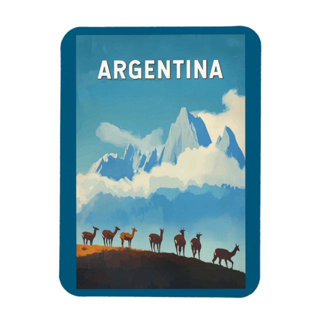 Ímã Argentina Ilustração Viagem Art Vintage (Vertical)
