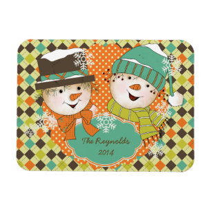 Ímã Argyle Snowmen Foliday 2 Flexi Magnet Personalizad