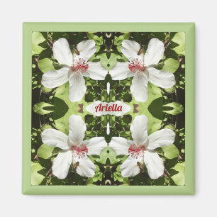 Imã ARIELLA ~ PÁSCOA ~ Flores White Hibiscus ~