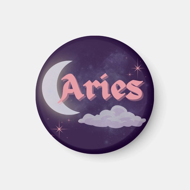 Imã Aries Celestial Aestésico Nuvens sobre Lua Design (Frente)