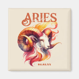 Imã Aries Ram Watercolor Sinal Zodiac Data de Nascimen