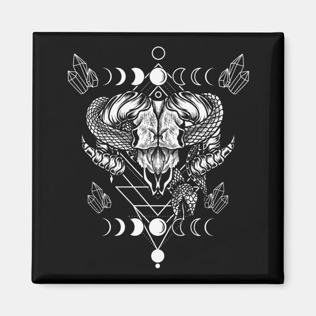Imã Aries Skull Wicca Occulcent Moon Witchcraft (Frente)