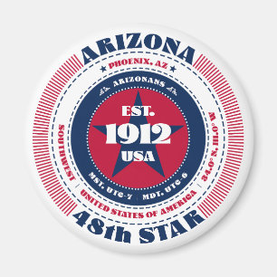 Imã Arizona Círculo Tipografia Souvenir Magnet