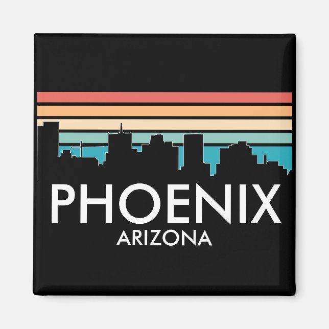 Imã Arizona Retro Sunset Skyline (Frente)