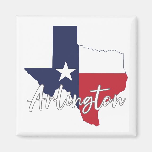 Imã Arlington, Texas Flag Map Magnet (Frente)