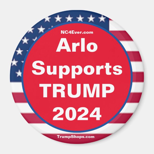 Imã Arlo suporta o ímã Patriótico TRUMP 2024 (Frente)