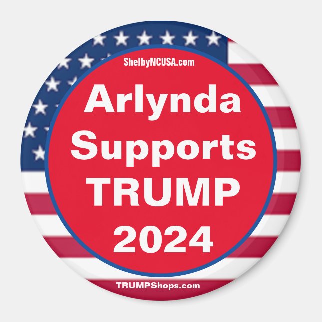 Imã Arlynda suporta o Magnet Vermelho TRUMP 2024 (Frente)