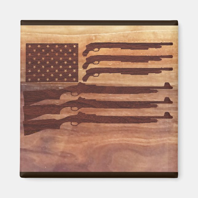 Imã Arma Rifle Flag Wood (Frente)