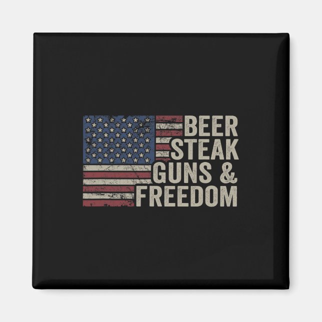 Imã Armas De Cerveja E Liberdade - 4 De Julho Dos Eua  (Frente)