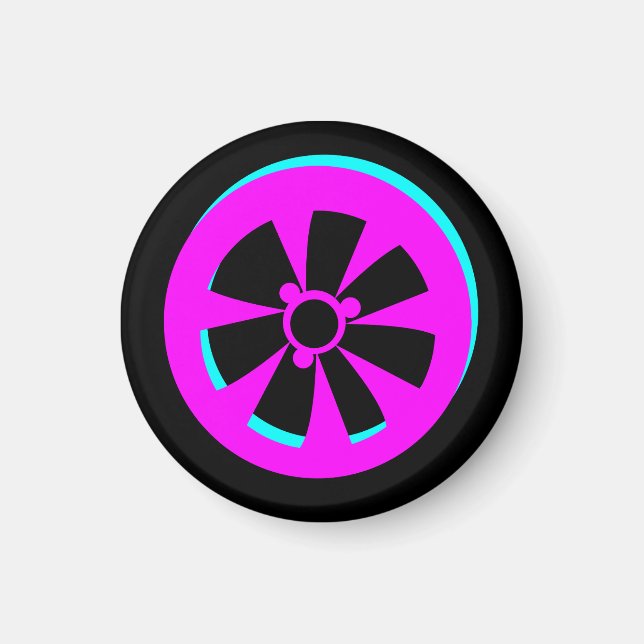 Imã Aro de Carro de Corrida Neon Rosa Preto (Frente)