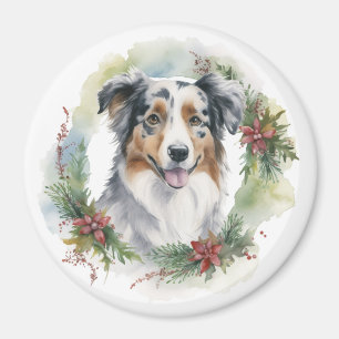 Imã Aro de Natal do Pastor Australiano Cão Festivo