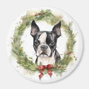 Imã Aromanha de Natal de Boston Terrier Festivo