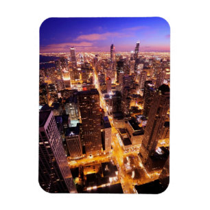 Ímã Arquitectura da cidade na noite de Chicago