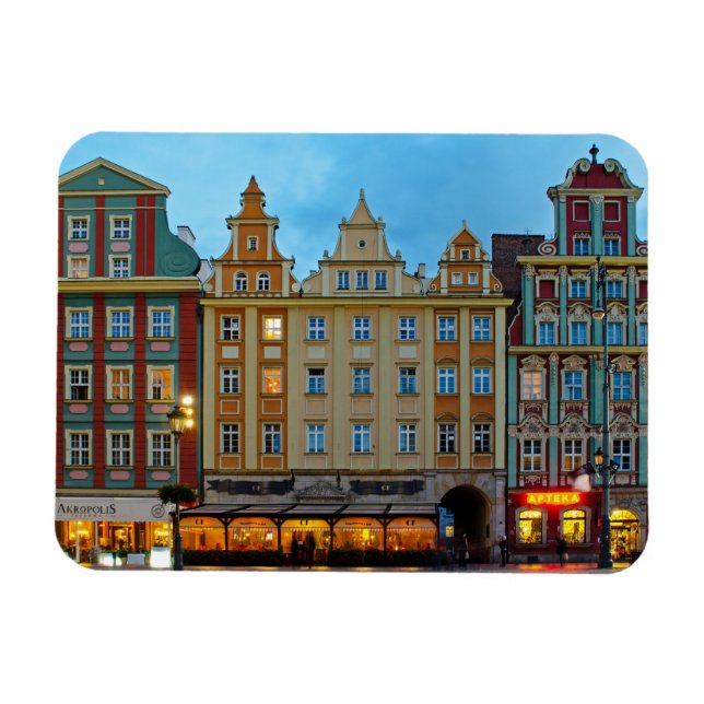 Ímã Arquitetura da praça de mercado Wrocław Polônia (Horizontal)
