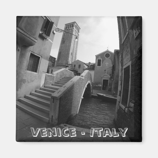Imã Arquitetura de Veneza - BW Art (Imã de geladeira) (Frente)