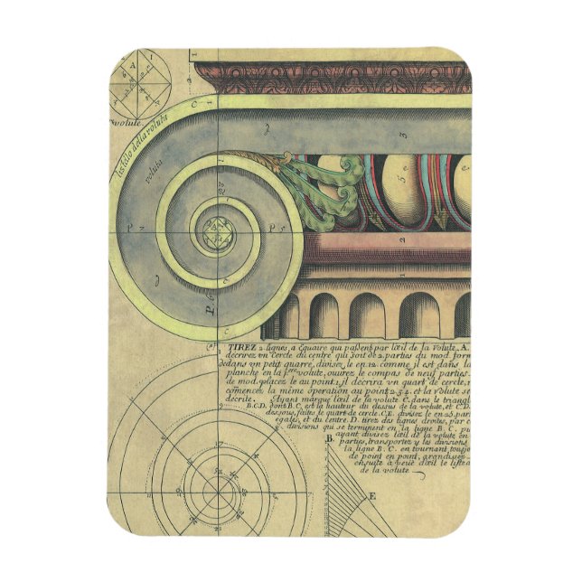 Ímã Arquitetura Vintage; Voluta Capital por Vignola (Vertical)