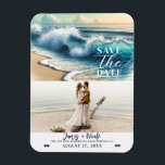 Ímã Arrancando a costa do oceano Salve a foto da data<br><div class="desc">ímã personalizado</div>